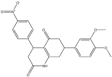 7-(3,4-dimethoxyphenyl)-4-(4-nitrophenyl)-1,3,4,6,7,8-hexahydroquinoline-2,5-dione Struktur