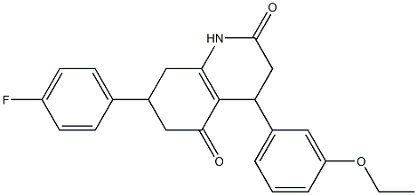 4-(3-ethoxyphenyl)-7-(4-fluorophenyl)-1,3,4,6,7,8-hexahydroquinoline-2,5-dione Struktur