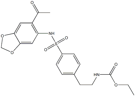 ethyl N-[2-[4-[(6-acetyl-1,3-benzodioxol-5-yl)sulfamoyl]phenyl]ethyl]carbamate Struktur