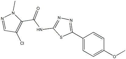 4-chloro-N-[5-(4-methoxyphenyl)-1,3,4-thiadiazol-2-yl]-2-methylpyrazole-3-carboxamide Struktur