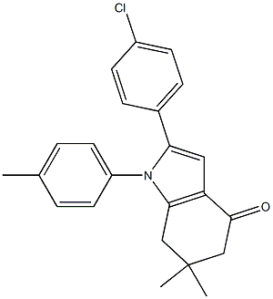 2-(4-chlorophenyl)-6,6-dimethyl-1-(4-methylphenyl)-5,7-dihydroindol-4-one Struktur