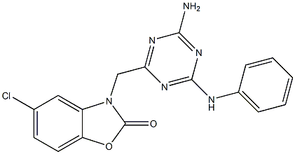 3-[(4-amino-6-anilino-1,3,5-triazin-2-yl)methyl]-5-chloro-1,3-benzoxazol-2-one Struktur