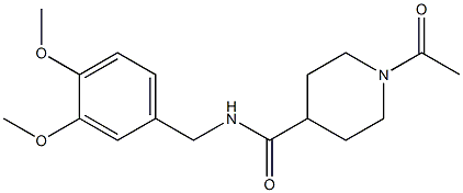 1-acetyl-N-[(3,4-dimethoxyphenyl)methyl]piperidine-4-carboxamide Struktur