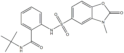 N-tert-butyl-2-[(3-methyl-2-oxo-1,3-benzoxazol-5-yl)sulfonylamino]benzamide Struktur