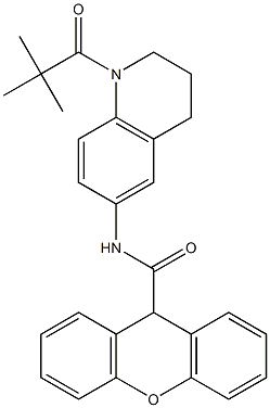 N-[1-(2,2-dimethylpropanoyl)-3,4-dihydro-2H-quinolin-6-yl]-9H-xanthene-9-carboxamide Struktur