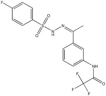 2,2,2-trifluoro-N-[3-[(Z)-N-[(4-fluorophenyl)sulfonylamino]-C-methylcarbonimidoyl]phenyl]acetamide Struktur