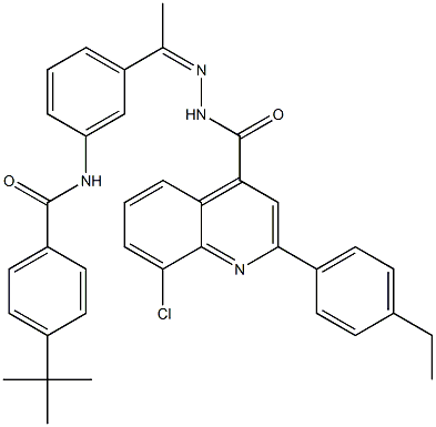 N-[(Z)-1-[3-[(4-tert-butylbenzoyl)amino]phenyl]ethylideneamino]-8-chloro-2-(4-ethylphenyl)quinoline-4-carboxamide Struktur