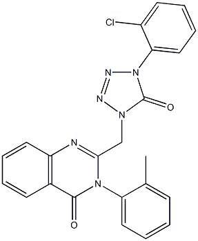 2-[[4-(2-chlorophenyl)-5-oxotetrazol-1-yl]methyl]-3-(2-methylphenyl)quinazolin-4-one Struktur