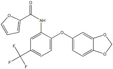 N-[2-(1,3-benzodioxol-5-yloxy)-5-(trifluoromethyl)phenyl]furan-2-carboxamide Struktur