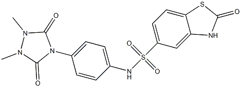 N-[4-(1,2-dimethyl-3,5-dioxo-1,2,4-triazolidin-4-yl)phenyl]-2-oxo-3H-1,3-benzothiazole-5-sulfonamide Struktur