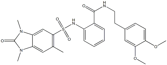 N-[2-(3,4-dimethoxyphenyl)ethyl]-2-[(1,3,6-trimethyl-2-oxobenzimidazol-5-yl)sulfonylamino]benzamide Struktur