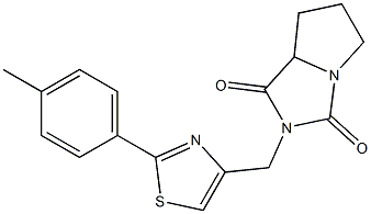 2-[[2-(4-methylphenyl)-1,3-thiazol-4-yl]methyl]-5,6,7,7a-tetrahydropyrrolo[1,2-c]imidazole-1,3-dione Struktur