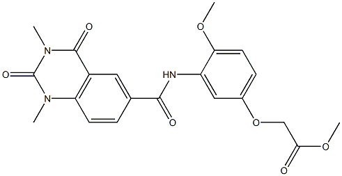 methyl 2-[3-[(1,3-dimethyl-2,4-dioxoquinazoline-6-carbonyl)amino]-4-methoxyphenoxy]acetate Struktur