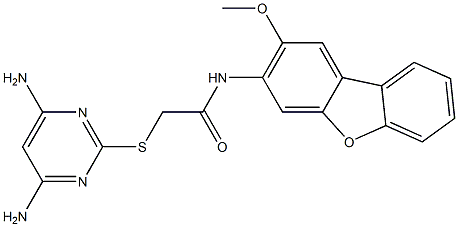 2-(4,6-diaminopyrimidin-2-yl)sulfanyl-N-(2-methoxydibenzofuran-3-yl)acetamide Struktur