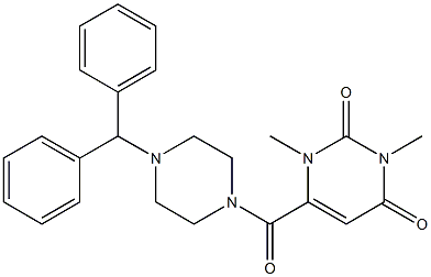 6-(4-benzhydrylpiperazine-1-carbonyl)-1,3-dimethylpyrimidine-2,4-dione Struktur