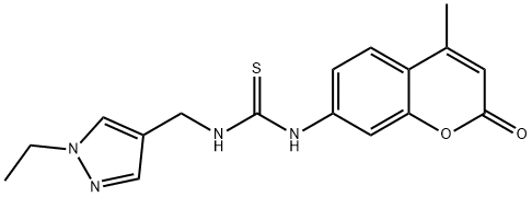 1-[(1-ethylpyrazol-4-yl)methyl]-3-(4-methyl-2-oxochromen-7-yl)thiourea Struktur