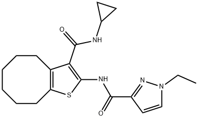 N-[3-(cyclopropylcarbamoyl)-4,5,6,7,8,9-hexahydrocycloocta[b]thiophen-2-yl]-1-ethylpyrazole-3-carboxamide Struktur