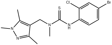 3-(4-bromo-2-chlorophenyl)-1-methyl-1-[(1,3,5-trimethylpyrazol-4-yl)methyl]thiourea Struktur