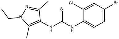 1-(4-bromo-2-chlorophenyl)-3-(1-ethyl-3,5-dimethylpyrazol-4-yl)thiourea Struktur