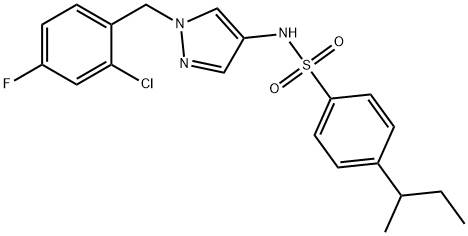 4-butan-2-yl-N-[1-[(2-chloro-4-fluorophenyl)methyl]pyrazol-4-yl]benzenesulfonamide Struktur