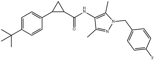 2-(4-tert-butylphenyl)-N-[1-[(4-fluorophenyl)methyl]-3,5-dimethylpyrazol-4-yl]cyclopropane-1-carboxamide Struktur