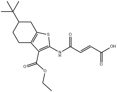 (E)-4-[(6-tert-butyl-3-ethoxycarbonyl-4,5,6,7-tetrahydro-1-benzothiophen-2-yl)amino]-4-oxobut-2-enoic acid Struktur