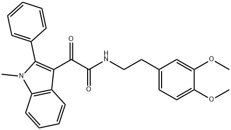 N-[2-(3,4-dimethoxyphenyl)ethyl]-2-(1-methyl-2-phenylindol-3-yl)-2-oxoacetamide Struktur