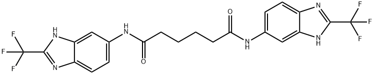 N,N'-bis[2-(trifluoromethyl)-3H-benzimidazol-5-yl]hexanediamide Struktur