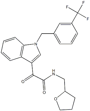 2-oxo-N-(oxolan-2-ylmethyl)-2-[1-[[3-(trifluoromethyl)phenyl]methyl]indol-3-yl]acetamide Struktur