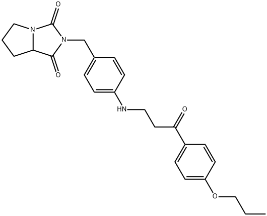 2-[[4-[[3-oxo-3-(4-propoxyphenyl)propyl]amino]phenyl]methyl]-5,6,7,7a-tetrahydropyrrolo[1,2-c]imidazole-1,3-dione Struktur