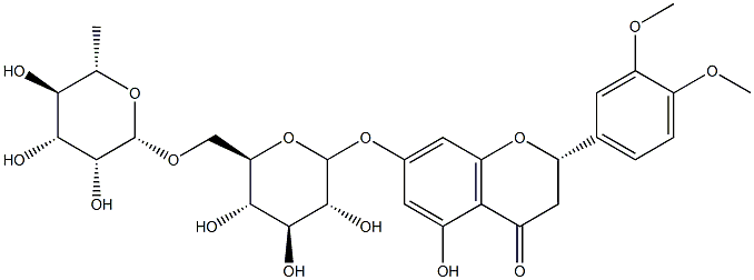 (2S)-2-(3,4-dimethoxyphenyl)-5-hydroxy-7-[(2S,3R,4S,5S,6R)-3,4,5-trihydroxy-6-[[(2R,3R,4R,5R,6S)-3,4,5-trihydroxy-6-methyloxan-2-yl]oxymethyl]oxan-2-yl]oxy-2,3-dihydrochromen-4-one Struktur