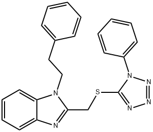 1-(2-phenylethyl)-2-[(1-phenyltetrazol-5-yl)sulfanylmethyl]benzimidazole Struktur