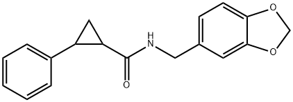 N-(1,3-benzodioxol-5-ylmethyl)-2-phenylcyclopropane-1-carboxamide Struktur