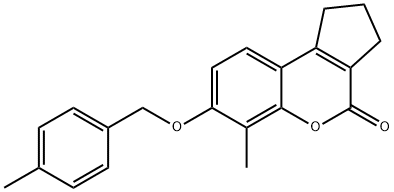 6-methyl-7-[(4-methylphenyl)methoxy]-2,3-dihydro-1H-cyclopenta[c]chromen-4-one Struktur