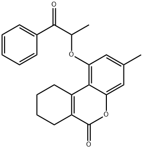 3-methyl-1-(1-oxo-1-phenylpropan-2-yl)oxy-7,8,9,10-tetrahydrobenzo[c]chromen-6-one Struktur