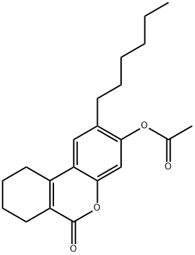 (2-hexyl-6-oxo-7,8,9,10-tetrahydrobenzo[c]chromen-3-yl) acetate Struktur