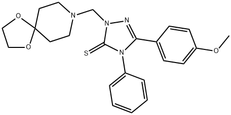 2-(1,4-dioxa-8-azaspiro[4.5]decan-8-ylmethyl)-5-(4-methoxyphenyl)-4-phenyl-1,2,4-triazole-3-thione Structure