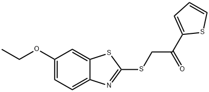 2-[(6-ethoxy-1,3-benzothiazol-2-yl)sulfanyl]-1-thiophen-2-ylethanone Struktur