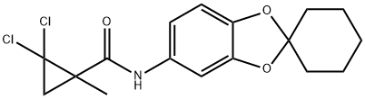 2,2-dichloro-1-methyl-N-spiro[1,3-benzodioxole-2,1'-cyclohexane]-5-ylcyclopropane-1-carboxamide Struktur