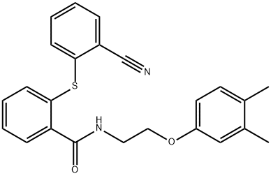 2-(2-cyanophenyl)sulfanyl-N-[2-(3,4-dimethylphenoxy)ethyl]benzamide Struktur