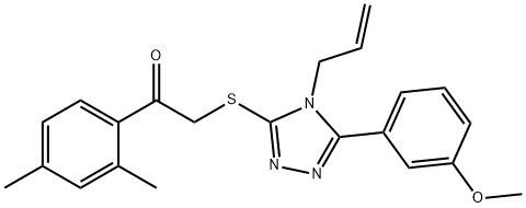 1-(2,4-dimethylphenyl)-2-[[5-(3-methoxyphenyl)-4-prop-2-enyl-1,2,4-triazol-3-yl]sulfanyl]ethanone Struktur