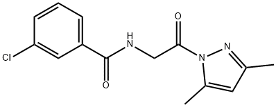 3-氯-N-(2-(3,5-二甲基-1H-吡唑-1-基)-2-氧基乙基)苯甲酰胺 結(jié)構(gòu)式