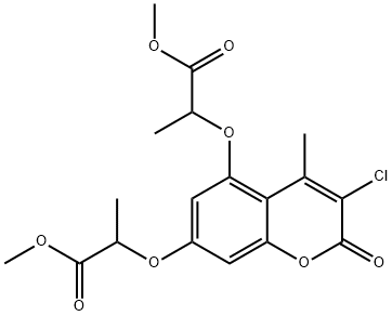 methyl 2-[3-chloro-5-(1-methoxy-1-oxopropan-2-yl)oxy-4-methyl-2-oxochromen-7-yl]oxypropanoate Struktur