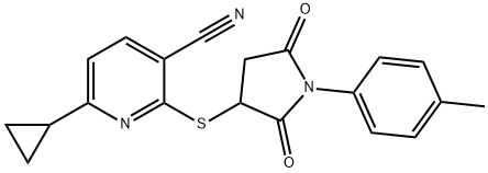 6-cyclopropyl-2-[1-(4-methylphenyl)-2,5-dioxopyrrolidin-3-yl]sulfanylpyridine-3-carbonitrile Struktur