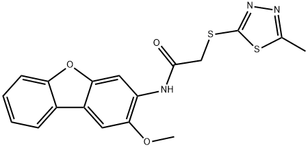 N-(2-methoxydibenzofuran-3-yl)-2-[(5-methyl-1,3,4-thiadiazol-2-yl)sulfanyl]acetamide Struktur