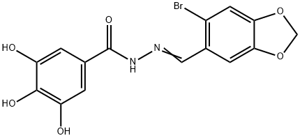 N-[(E)-(6-bromo-1,3-benzodioxol-5-yl)methylideneamino]-3,4,5-trihydroxybenzamide Struktur