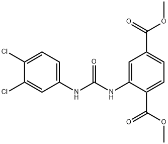 dimethyl 2-[(3,4-dichlorophenyl)carbamoylamino]benzene-1,4-dicarboxylate Struktur