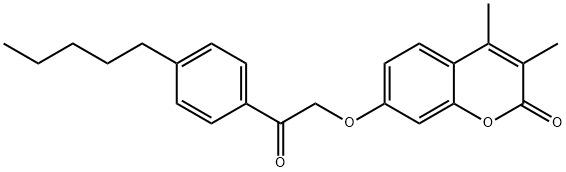 3,4-dimethyl-7-[2-oxo-2-(4-pentylphenyl)ethoxy]chromen-2-one Struktur