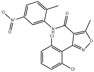 3-(2,6-dichlorophenyl)-5-methyl-N-(2-methyl-5-nitrophenyl)-1,2-oxazole-4-carboxamide Struktur