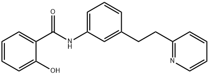 2-hydroxy-N-[3-(2-pyridin-2-ylethyl)phenyl]benzamide Struktur